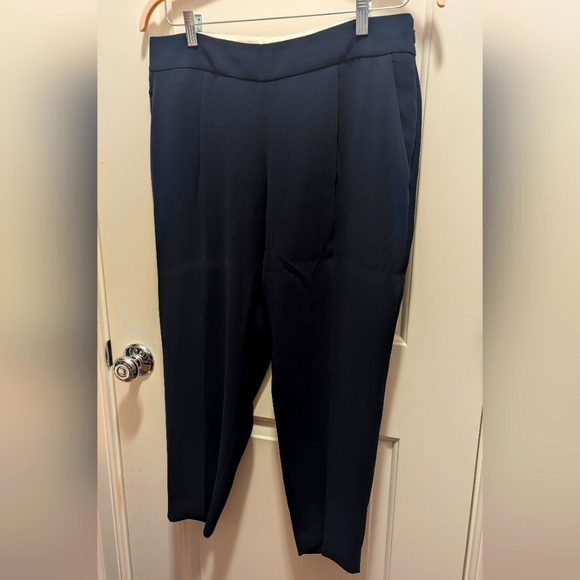 J. Crew Pants - Jcrew Navy Pants Elastic Waist Crepe Fabric Size 10